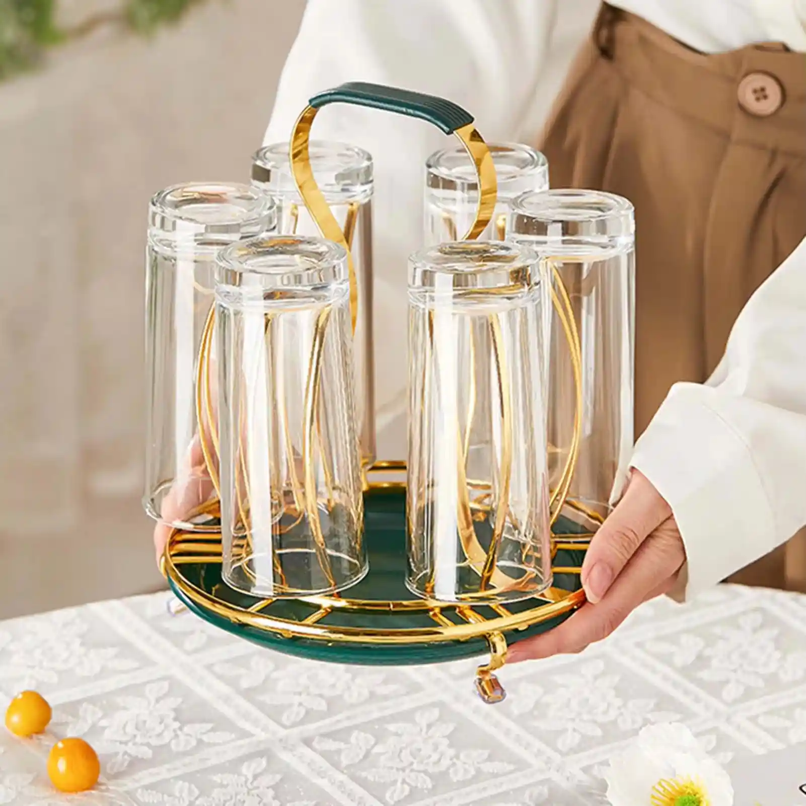 Luxury Glass Holder Rack with Draining Tray - গ্লাস হোল্ডার উইথ ড্রেন ট্রে